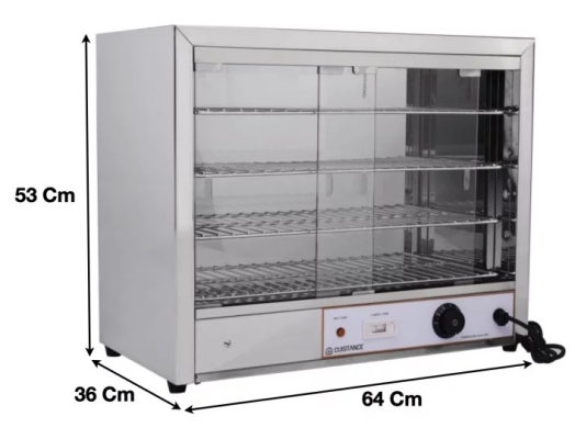 Vitrine chauffante en inox L 640 mm